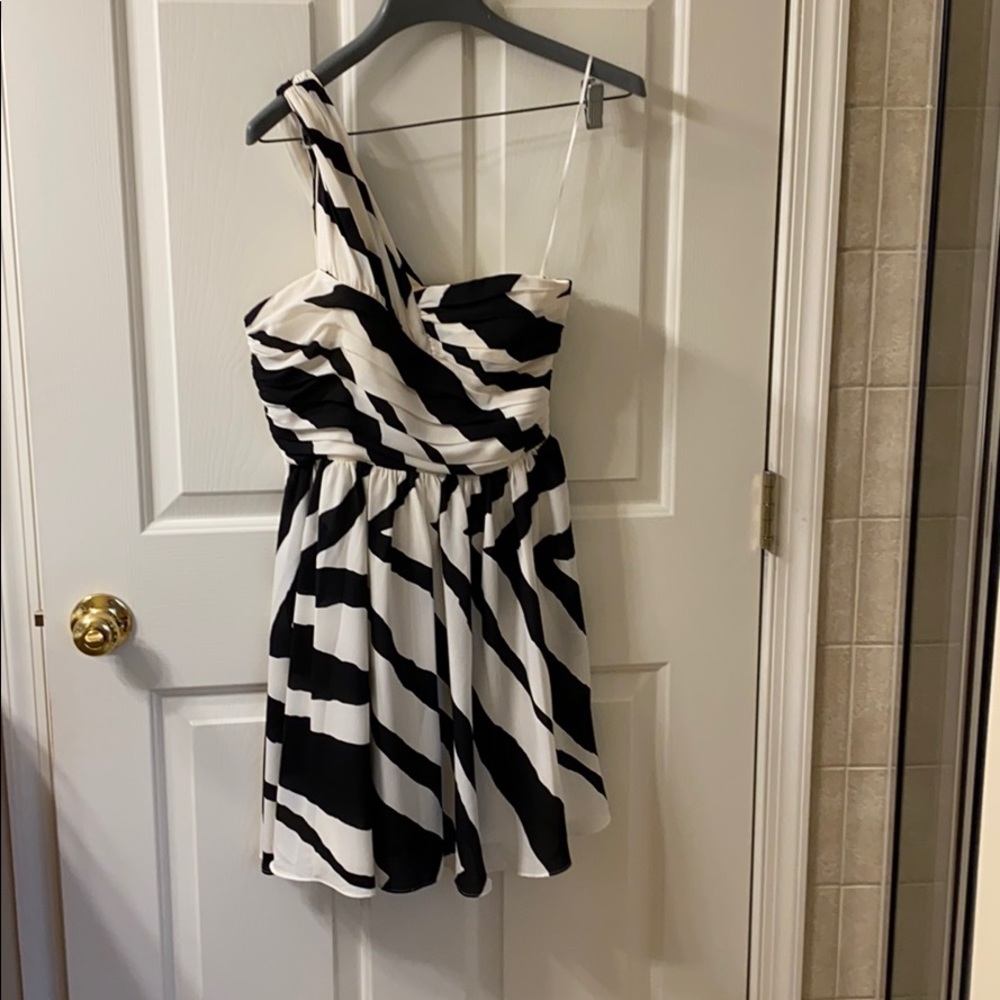 Zebra print one shoulder dress